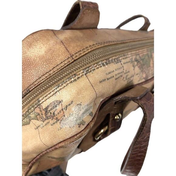 Alviero Martini 1st Classe Hand Bag - Leather Map Print Made in Italy 2011 $570 - Picture 5 of 9